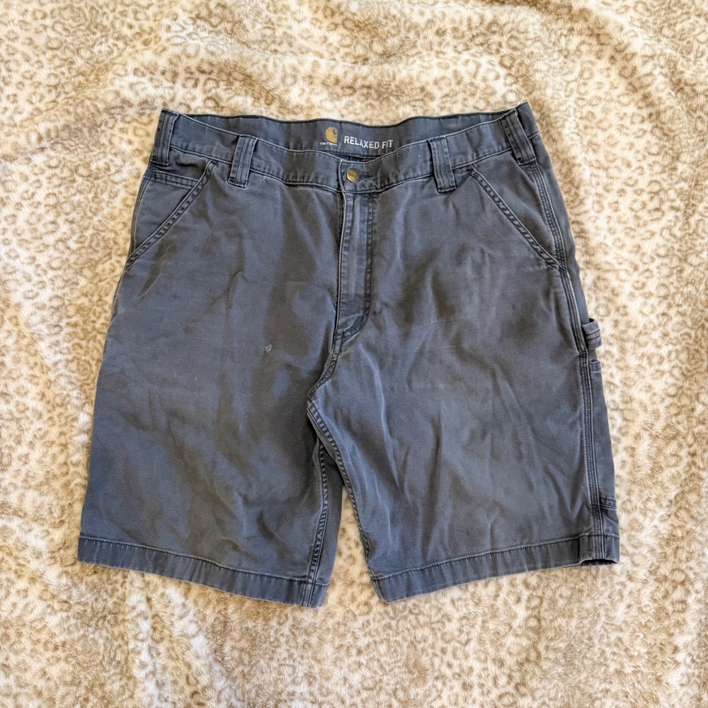 Carhartt Mens Relaxed Fit Carpenter Shorts Grey Size 36 Workwear Skater Vibe